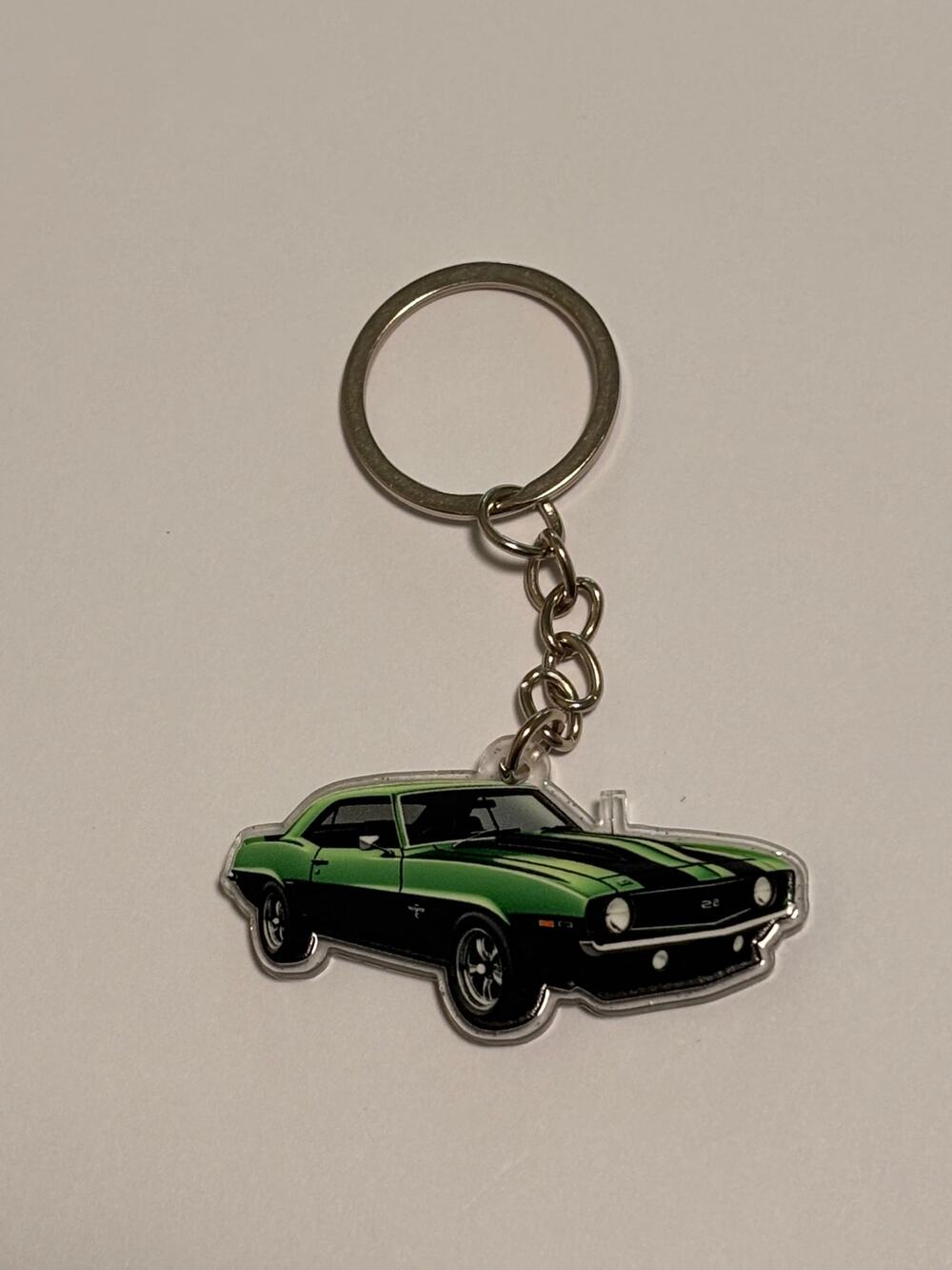 Key Ring Chain Wallet Bag Backpack Sparkle 1969 Chevy Camaro Z28 Green Black